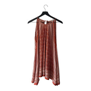 Studio M Boho Print Sleeveless Handkerchief Hem Halter Top Size M